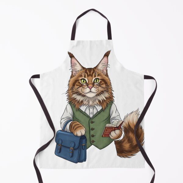Item preview, Maine Coon Librarian Cat Holding Blue Satchel Tiny designed and sold by pumsquare.