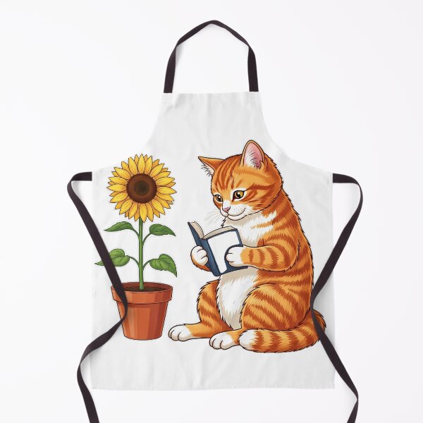 Item preview, Orange Tabby Cat Reading Beside One Potted Sunflower designed and sold by pumsquare.