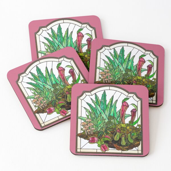 Item preview, Window of Stained Glass Succulents - bold pink background designed and sold by LottiesLuck.