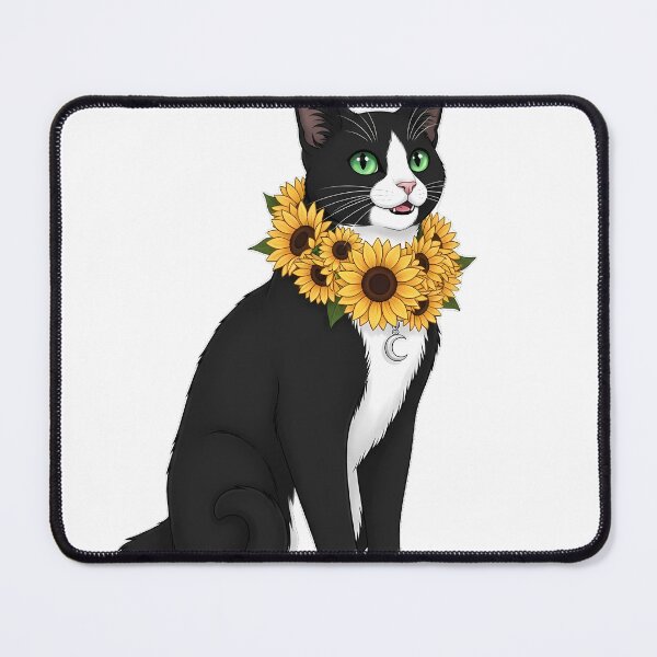 Item preview, Tuxedo Cat Sunflower Collar Dangling Moon Charm designed and sold by pumsquare.