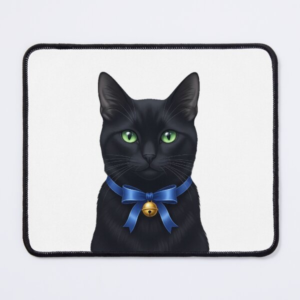 Item preview, Black Cat Blue Bell Ribbon Tiny Gold Stars designed and sold by pumsquare.