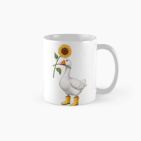 Item preview, Goose Wearing Yellow Rain Boots Carrying One Sunflower designed and sold by pumsquare.