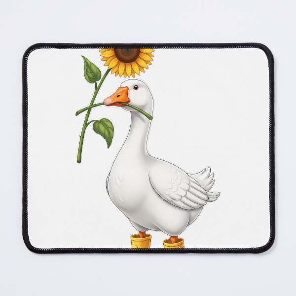 Item preview, Goose Wearing Yellow Rain Boots Carrying One Sunflower designed and sold by pumsquare.