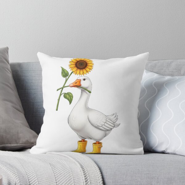Item preview, Goose Wearing Yellow Rain Boots Carrying One Sunflower designed and sold by pumsquare.