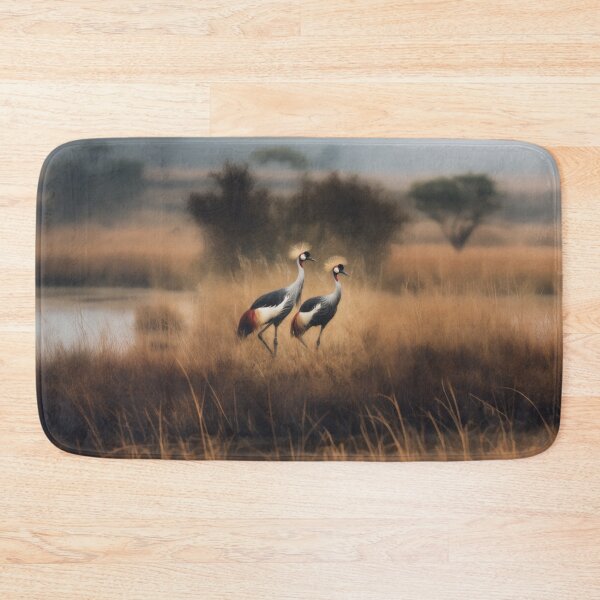 Item preview, A pair of Crimson Crowned Cranes dancing in tall grass, Birds in Motion designed and sold by CDC40.