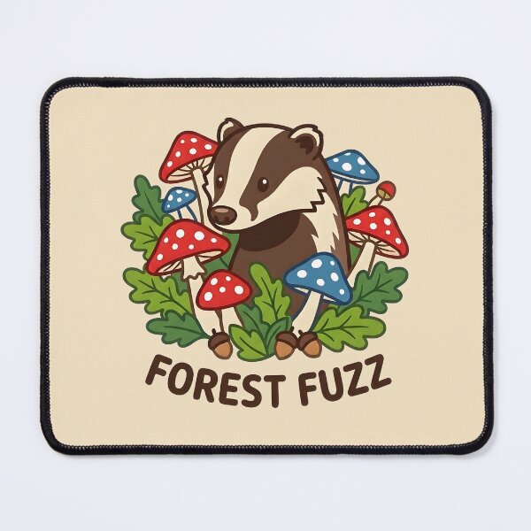 Item preview, Cute Badger and Mushrooms Forest Fuzz Cottagecore designed and sold by dreephic22.