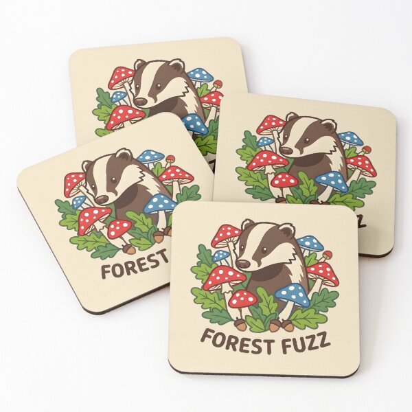 Item preview, Cute Badger and Mushrooms Forest Fuzz Cottagecore designed and sold by dreephic22.