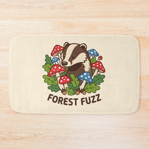 Item preview, Cute Badger and Mushrooms Forest Fuzz Cottagecore designed and sold by dreephic22.