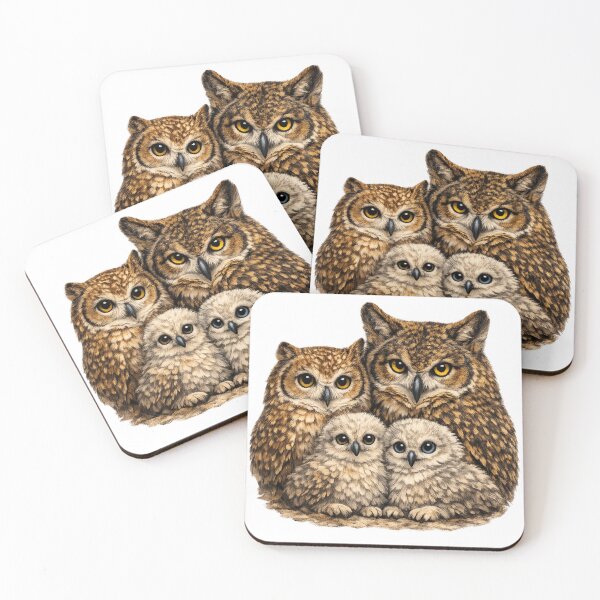 Item preview, Wise Owl Family – Realistic Wildlife Illustration designed and sold by KI-Kunstwerk.