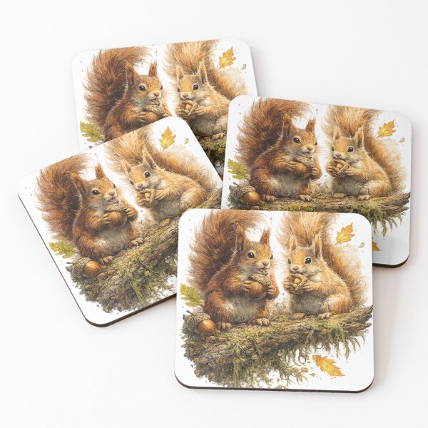 Item preview, Two Squirrels with Acorns Autumn Illustration designed and sold by KI-Kunstwerk.