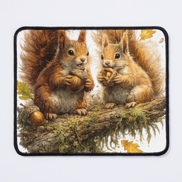 Item preview, Two Squirrels with Acorns Autumn Illustration designed and sold by KI-Kunstwerk.