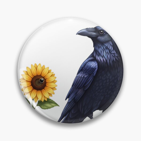 Item preview, Raven Standing Beside Small Sunflower Dangling Crescent Charm designed and sold by pumsquare.