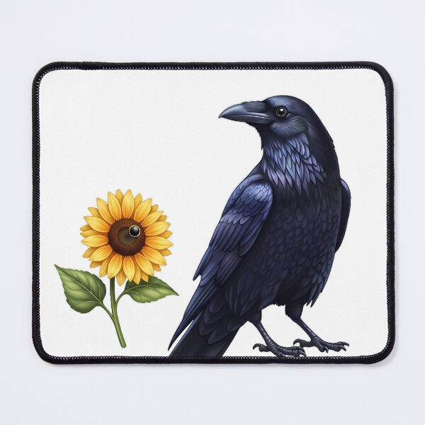 Item preview, Raven Standing Beside Small Sunflower Dangling Crescent Charm designed and sold by pumsquare.