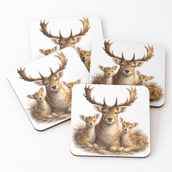 Item preview, Majestic Deer with Fawns Forest Illustration designed and sold by KI-Kunstwerk.