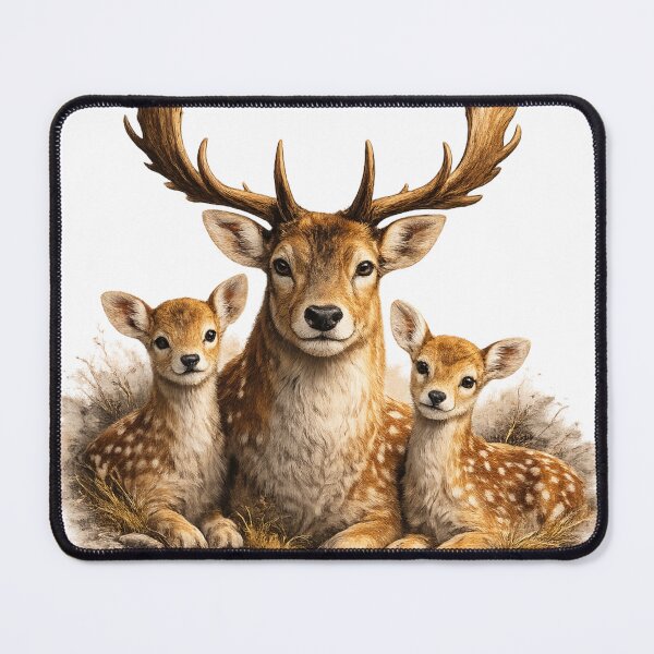 Item preview, Majestic Deer with Fawns Forest Illustration designed and sold by KI-Kunstwerk.