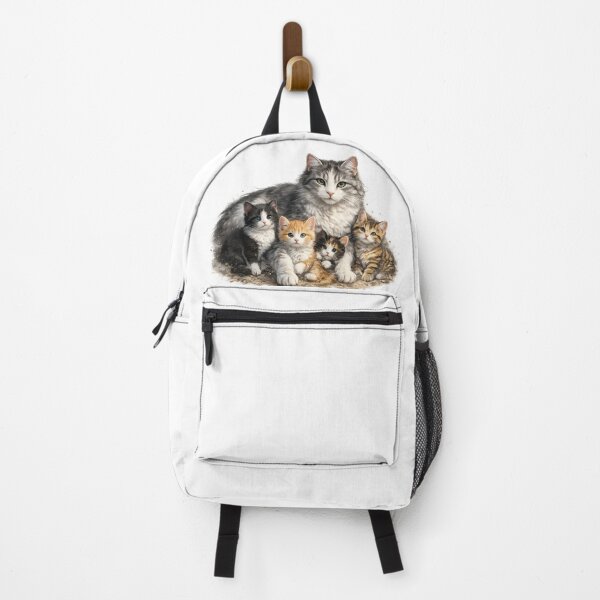 Item preview, Cozy Cat Family – Happy Mother Cat with Kittens designed and sold by KI-Kunstwerk.