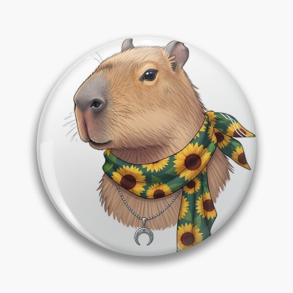 Item preview, Capybara Wearing Sunflower Scarf Crescent Necklace designed and sold by pumsquare.