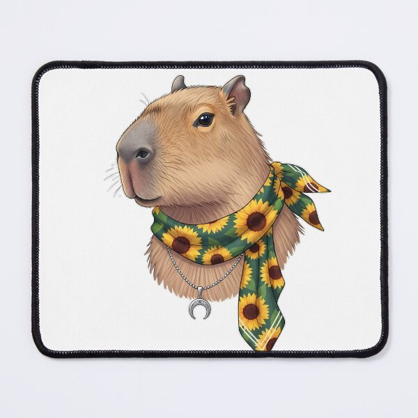 Item preview, Capybara Wearing Sunflower Scarf Crescent Necklace designed and sold by pumsquare.