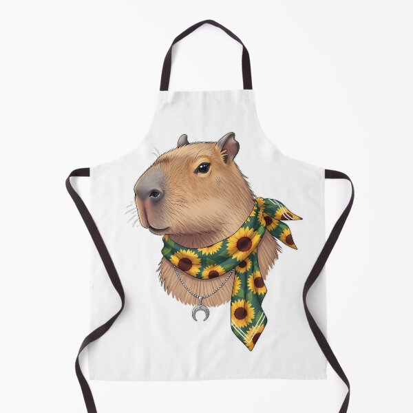 Item preview, Capybara Wearing Sunflower Scarf Crescent Necklace designed and sold by pumsquare.