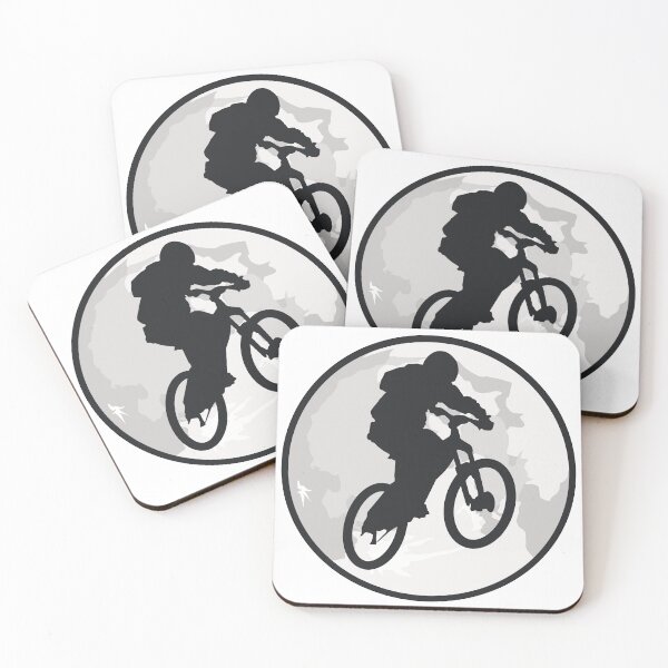 Item preview, Moon and Mountain Biker Jump Night Silhouette Design designed and sold by Jaudaux Designs.