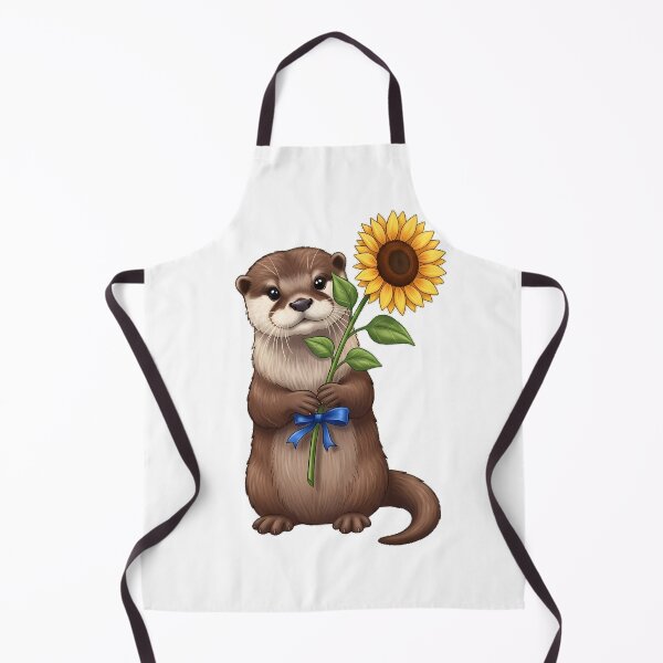 Item preview, Small Otter Holding Sunflower Stem Tied Blue Ribbon designed and sold by pumsquare.