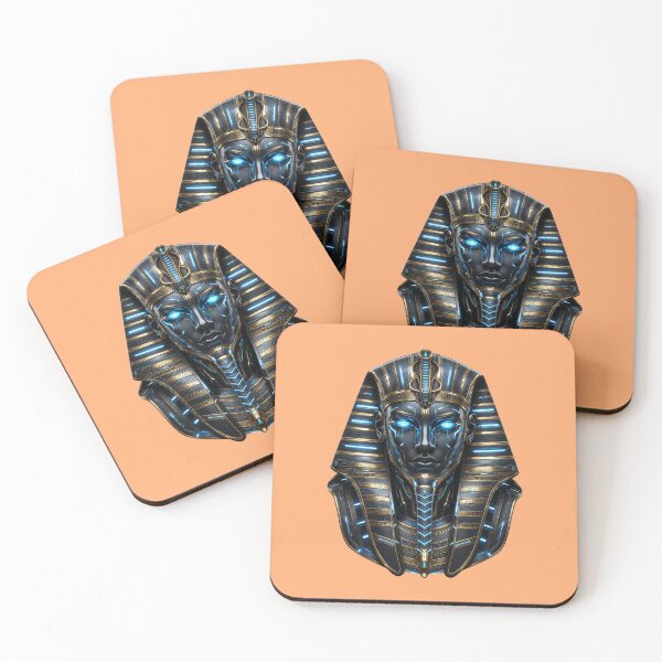 Item preview, Futuristic Pharaoh Mask – Cyber Egyptian King Neon Tech Design designed and sold by Queen Cleopatra.