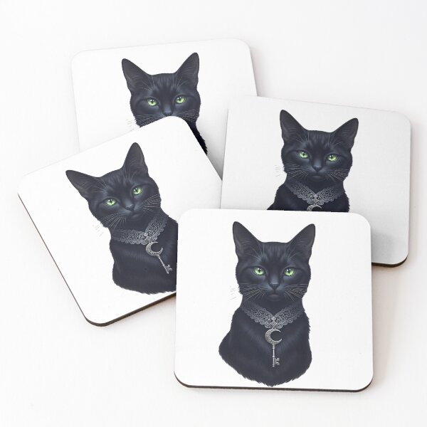 Item preview, Black Cat Familiar Wearing Lace Collar Tiny Moon designed and sold by IllumeInk.