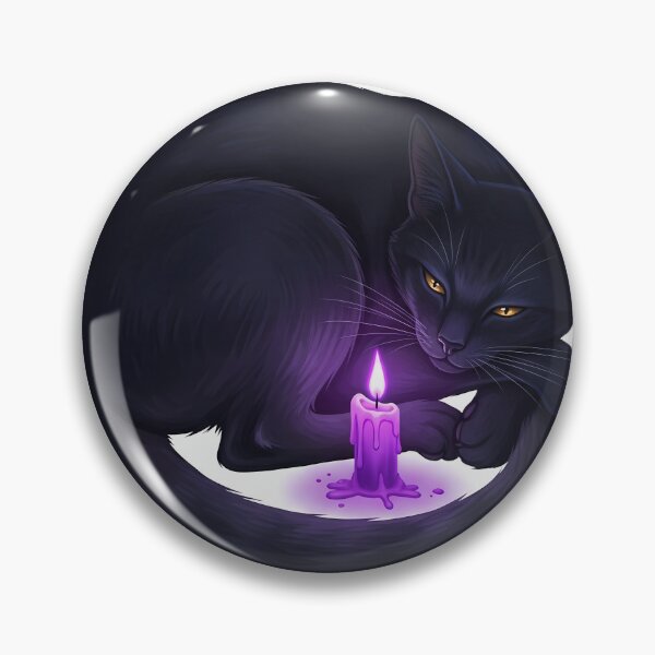 Item preview, Gato negro acurrucado alrededor de una vela violeta mágica designed and sold by IllumeInk.