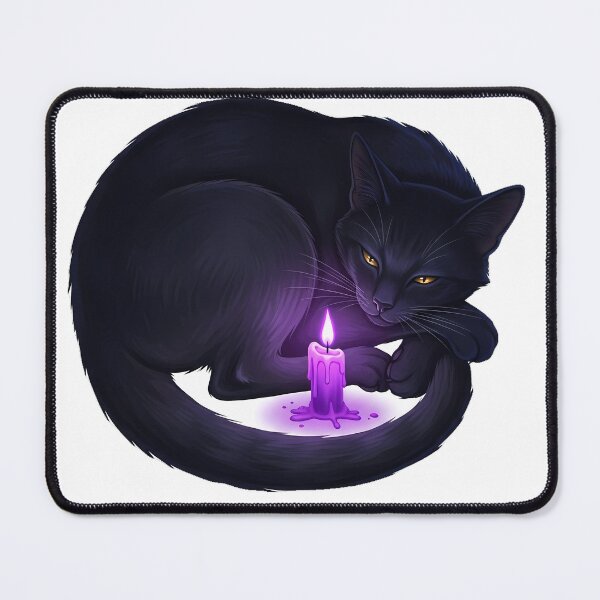 Item preview, Black Cat Curled Around Violet Spell Candle designed and sold by IllumeInk.