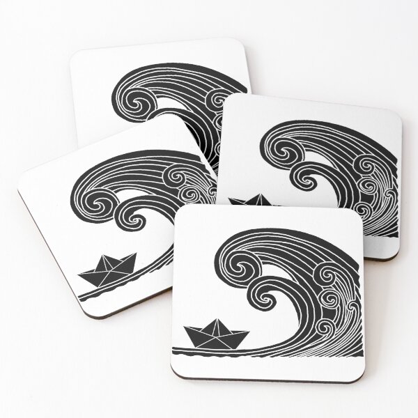 Item preview, A paper boat on the ocean (black) designed and sold by Lagueny.