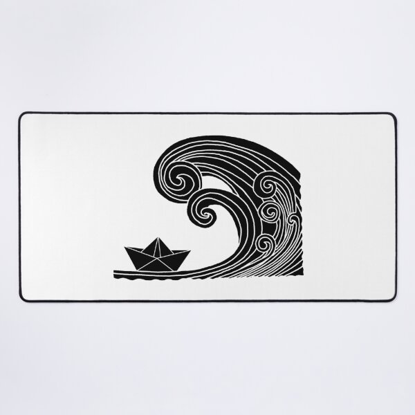 Item preview, A paper boat on the ocean (black) designed and sold by Lagueny.