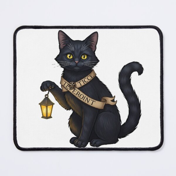 Item preview, Black Cat Holding Tiny Lantern Tarot Ribbon designed and sold by IllumeInk.