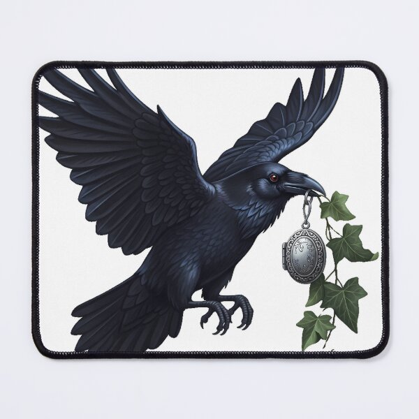 Item preview, Raven Carrying Antique Silver Locket Ivy Sprig designed and sold by IllumeInk.