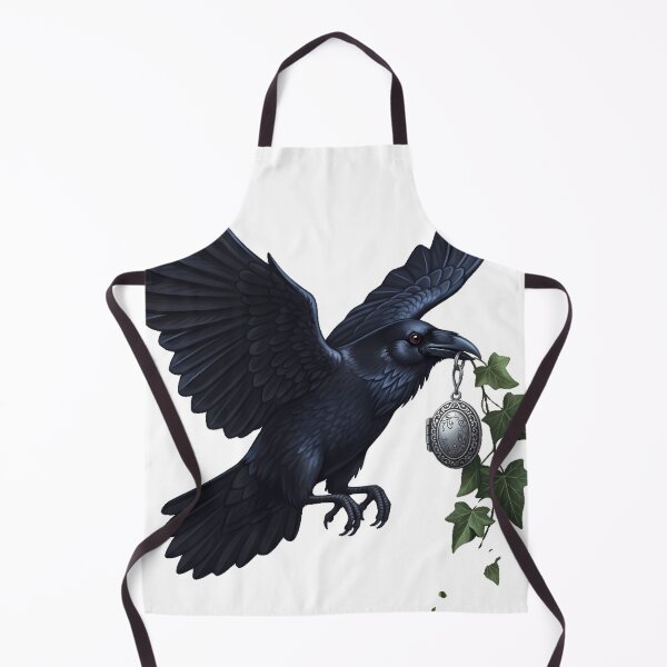 Item preview, Raven Carrying Antique Silver Locket Ivy Sprig designed and sold by IllumeInk.