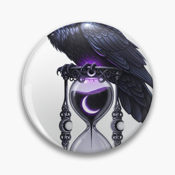 Item preview, Raven Perched On Moon Phase Hourglass designed and sold by IllumeInk.