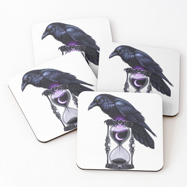 Item preview, Raven Perched On Moon Phase Hourglass designed and sold by IllumeInk.