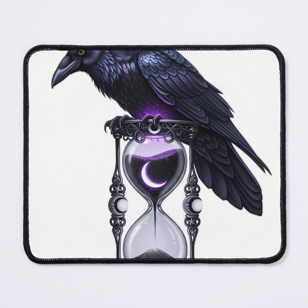Item preview, Raven Perched On Moon Phase Hourglass designed and sold by IllumeInk.