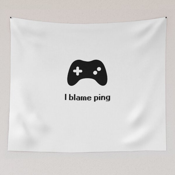 Item preview, I Blame Ping – Gamer design humor about ping and lag in games designed and sold by Setrof-Digital.