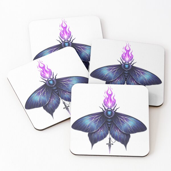 Aperçu de l'œuvre Papillon de lune, petit poignard, charme, flamme violette créée et vendue par IllumeInk.