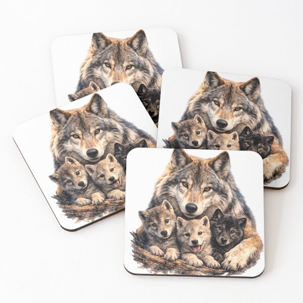 Item preview, Wolf Mother with Pups – Mystical Nature designed and sold by KI-Kunstwerk.