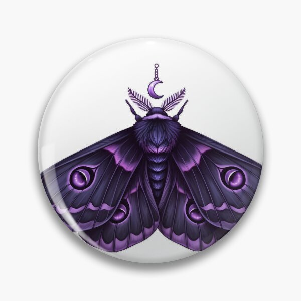 Item preview, Velvet Moth Amethyst Eye Markings Moon Charm designed and sold by IllumeInk.