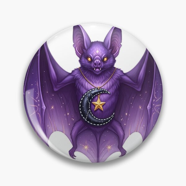 Item preview, Purple Celestial Bat Stitched Crescent Charm Gold Star designed and sold by IllumeInk.