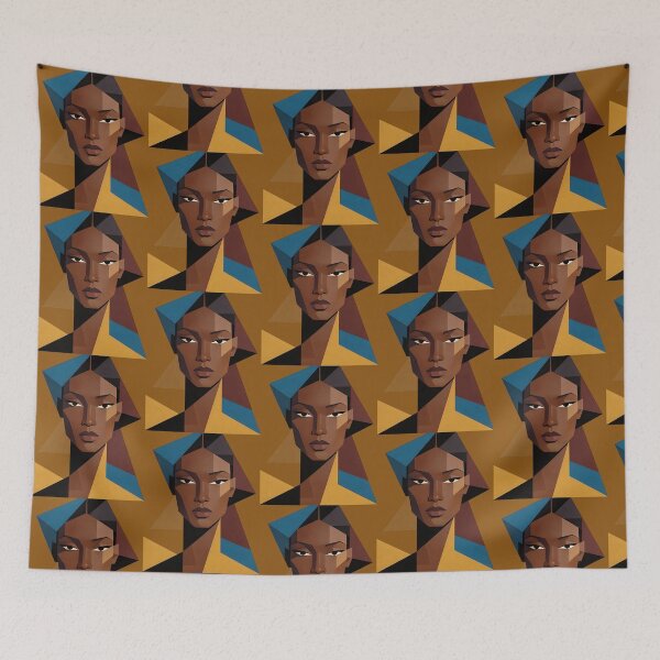 Item preview, Modern Cubist Woman Face – Abstract Geometric Portrait designed and sold by KiraChie.