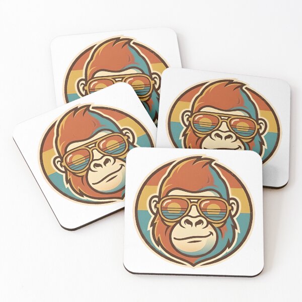 Item preview, Retro Gorilla with Aviator Sunglasses - Vintage 70s Sunset Ape Sticker designed and sold by Kmdigitals.