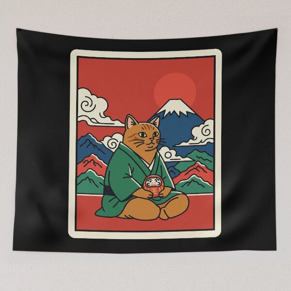 Item preview, Samurai Cat Japanese Style Illustration designed and sold by JordynLadukeg65.