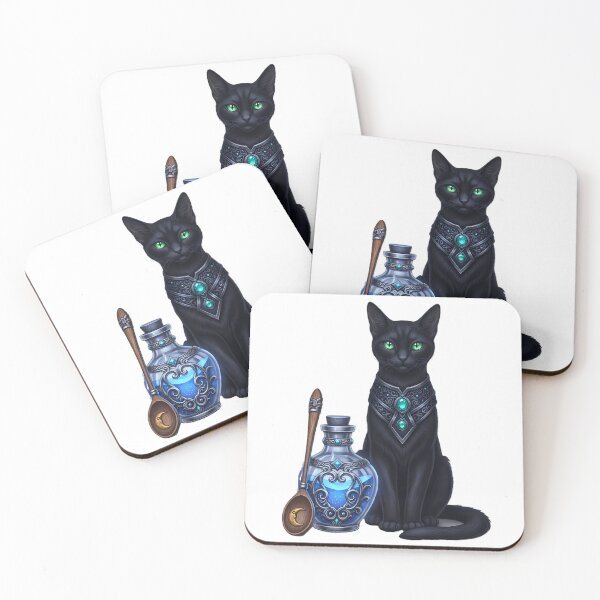 Item preview, Black Cat Beside Glowing Apothecary Bottle Crescent Spoon designed and sold by IllumeInk.
