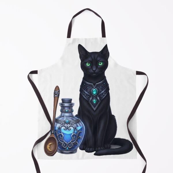 Item preview, Black Cat Beside Glowing Apothecary Bottle Crescent Spoon designed and sold by IllumeInk.