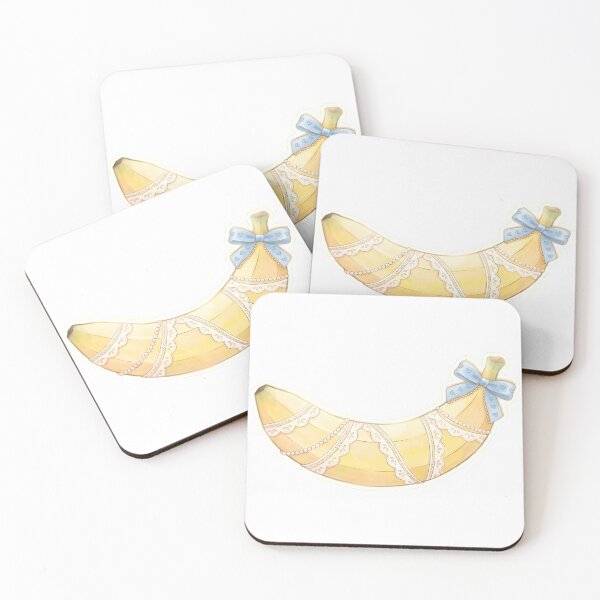 Item preview, Coquette Banana with Lace and Blue Bow - Vintage Soft Aesthetic Sticker designed and sold by Kmdigitals.