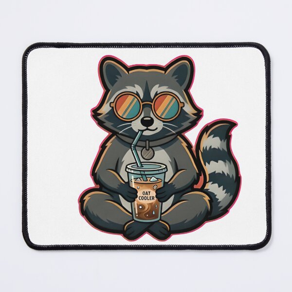 Item preview, Cool Raccoon Drinking Oat Milk Iced Coffee - Retro Aesthetic Trash Panda Sticker designed and sold by Kmdigitals.