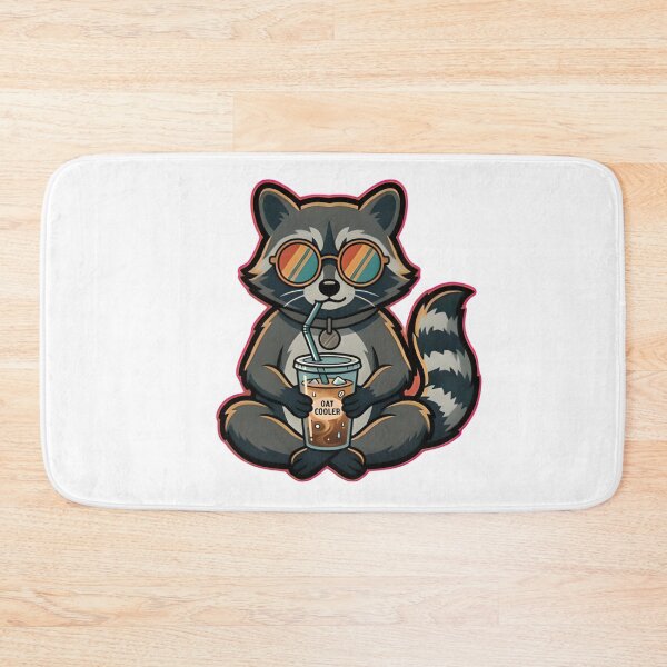 Item preview, ​Cool Raccoon Drinking Oat Milk Iced Coffee - Retro Aesthetic Trash Panda Sticker designed and sold by Kmdigitals.